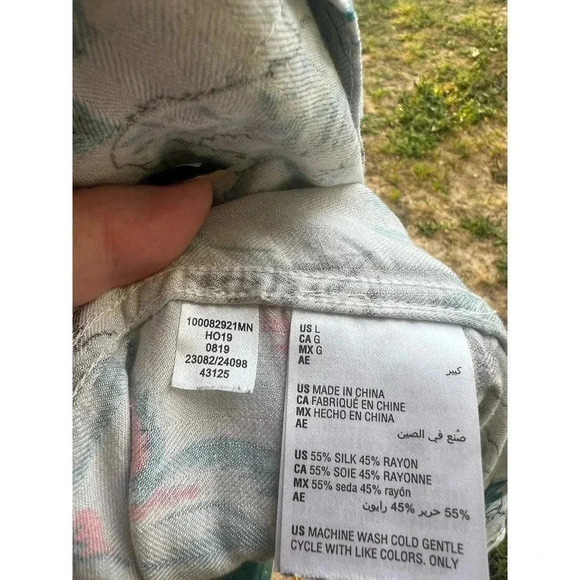 Tasso Elba short sleeve button up paisly design silk blend size large - Picture 4 of 6